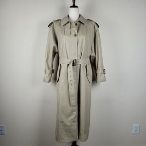 Bartons Trench Coat 10 Tan Collared Button Down Belted Classic Casual Overcoat